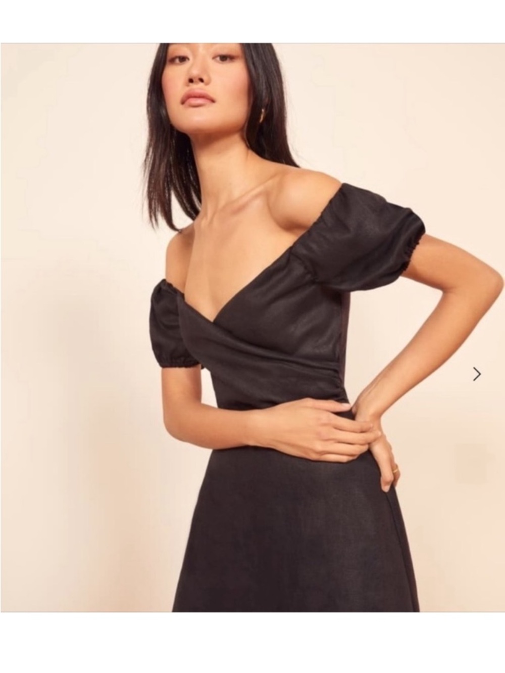 Reformation Black Linen Blend Dress
